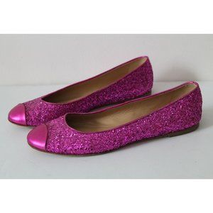 Giuseppe Zanotti Glitter Leather Ballerina Flats Pink Size EU 40/ US 10